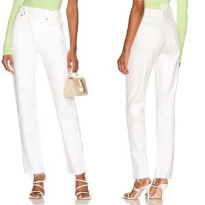 Agolde White Criss Cross Straight Raw Hem Jeans in Element - 29